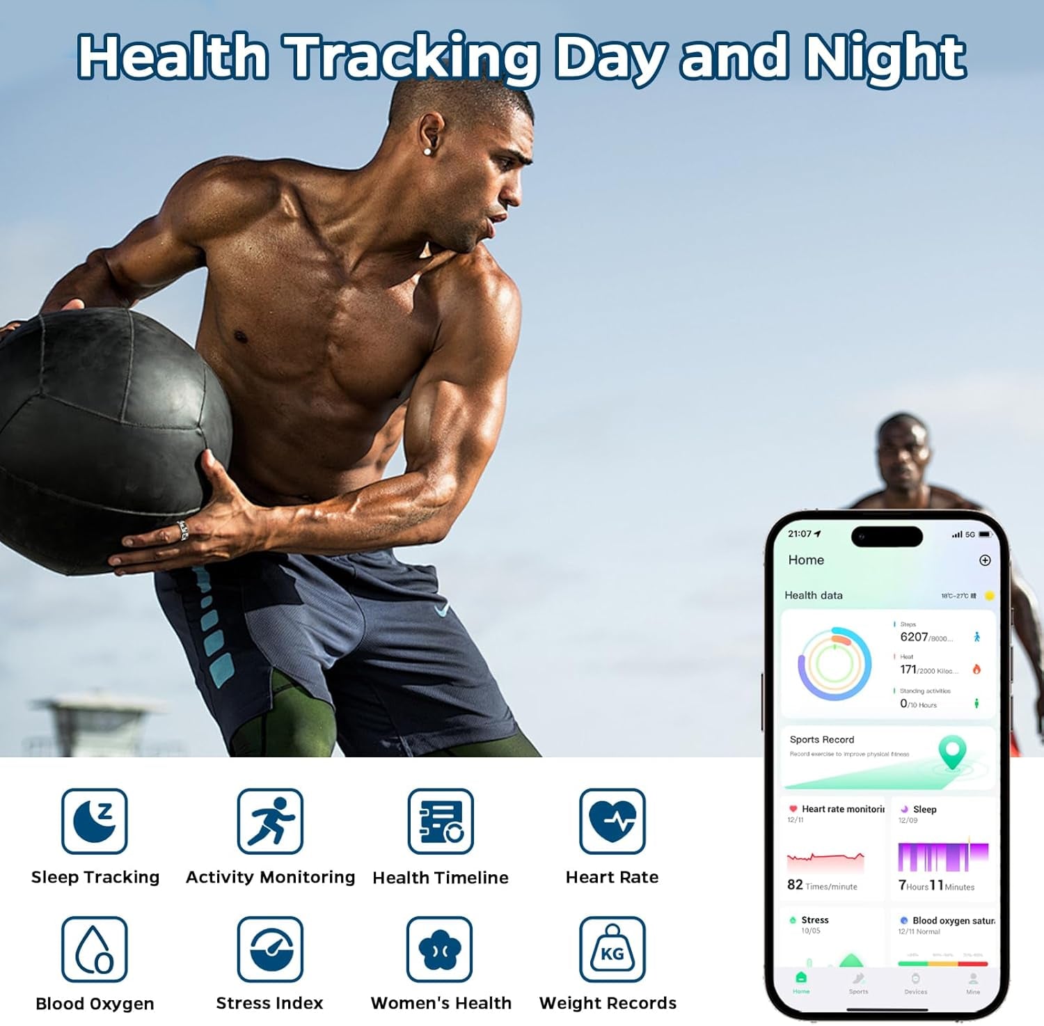 Smart Health Monitoring Ring with Sleep Tracking, Heart Rate Monitoring, and Waterproof Fitness Features, Compatible with iOS and Android (Stylish Silver #8)