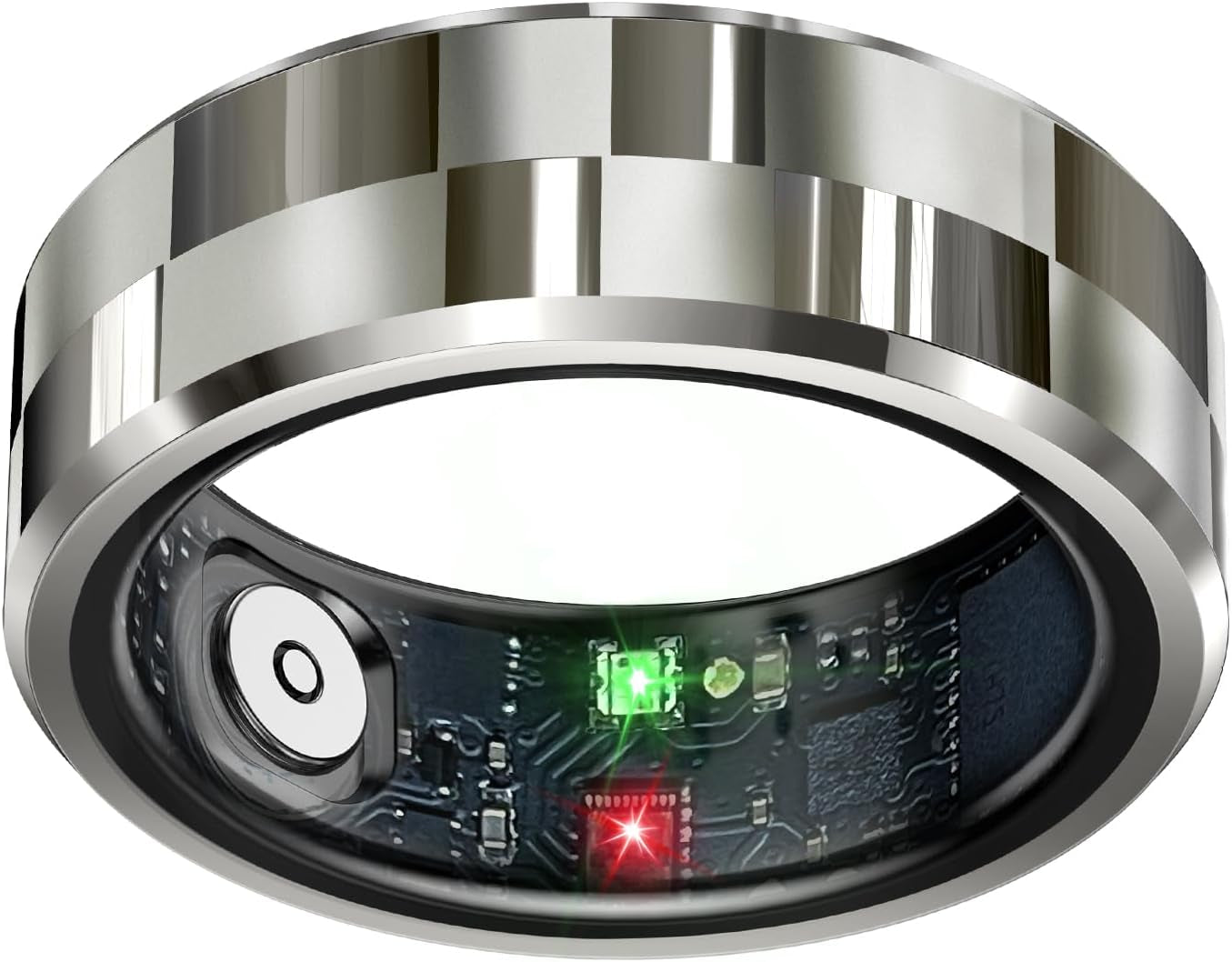 Smart Health Monitoring Ring with Sleep Tracking, Heart Rate Monitoring, and Waterproof Fitness Features, Compatible with iOS and Android (Stylish Silver #8)